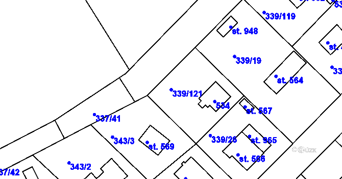Parcela st. 339/121 v KÚ Vyžlovka, Katastrální mapa