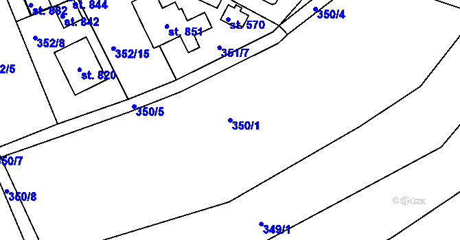 Parcela st. 350/1 v KÚ Vyžlovka, Katastrální mapa