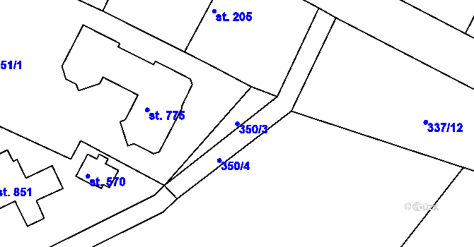 Parcela st. 350/3 v KÚ Vyžlovka, Katastrální mapa