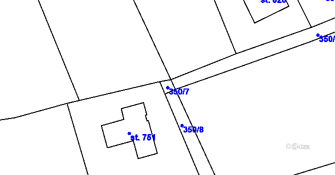 Parcela st. 350/7 v KÚ Vyžlovka, Katastrální mapa