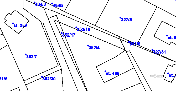 Parcela st. 352/4 v KÚ Vyžlovka, Katastrální mapa