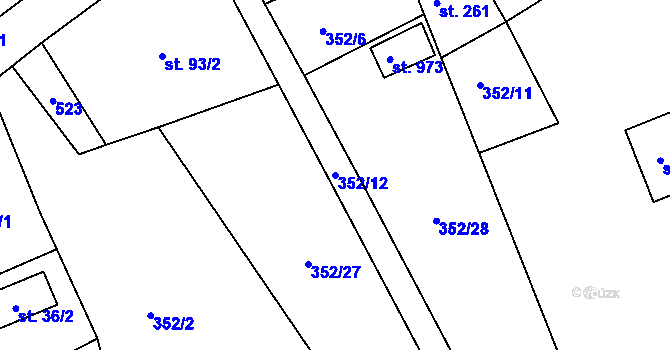 Parcela st. 352/12 v KÚ Vyžlovka, Katastrální mapa