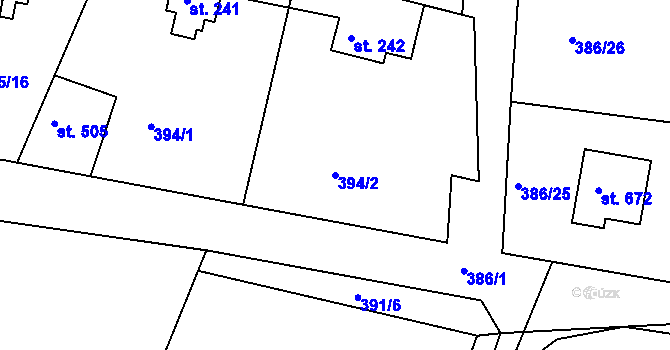 Parcela st. 394/2 v KÚ Vyžlovka, Katastrální mapa