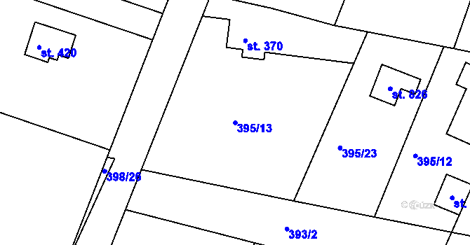 Parcela st. 395/13 v KÚ Vyžlovka, Katastrální mapa