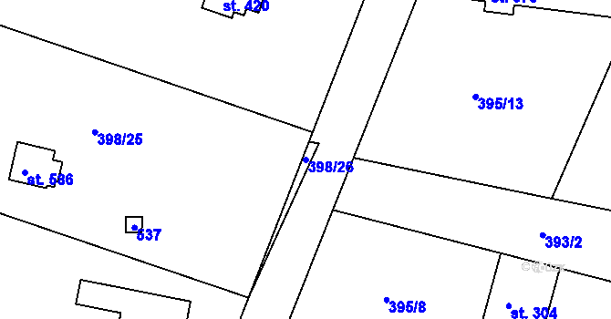Parcela st. 398/26 v KÚ Vyžlovka, Katastrální mapa