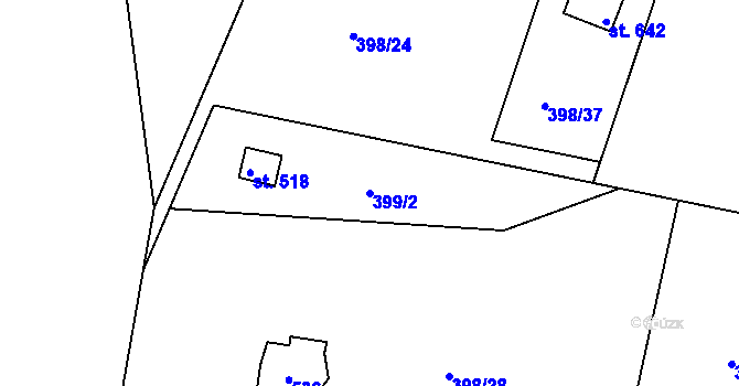 Parcela st. 399/2 v KÚ Vyžlovka, Katastrální mapa