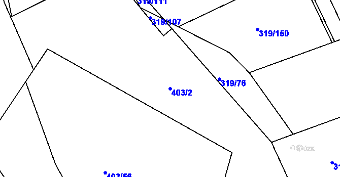 Parcela st. 403/2 v KÚ Vyžlovka, Katastrální mapa