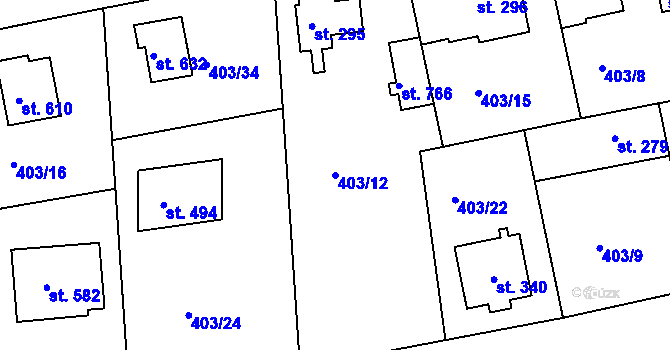 Parcela st. 403/12 v KÚ Vyžlovka, Katastrální mapa