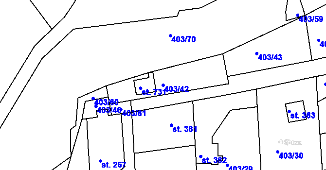 Parcela st. 403/42 v KÚ Vyžlovka, Katastrální mapa