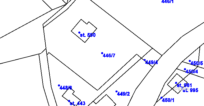 Parcela st. 446/7 v KÚ Vyžlovka, Katastrální mapa
