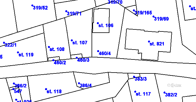 Parcela st. 460/4 v KÚ Vyžlovka, Katastrální mapa