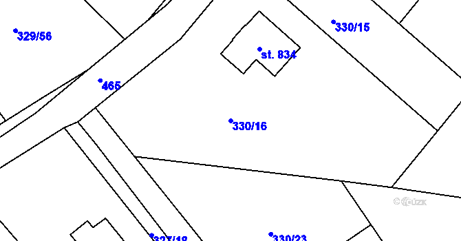 Parcela st. 330/16 v KÚ Vyžlovka, Katastrální mapa