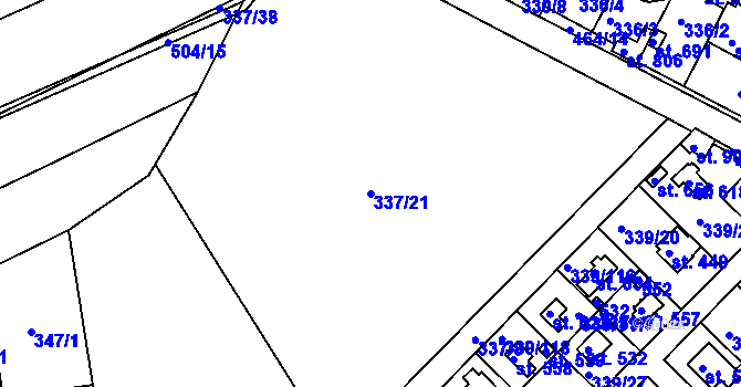 Parcela st. 337/21 v KÚ Vyžlovka, Katastrální mapa