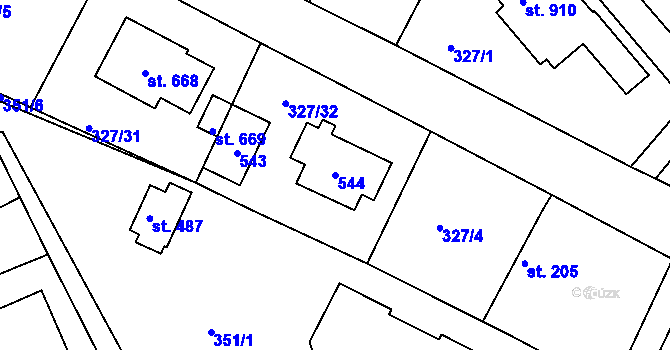 Parcela st. 544 v KÚ Vyžlovka, Katastrální mapa
