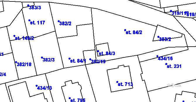 Parcela st. 84/3 v KÚ Vyžlovka, Katastrální mapa