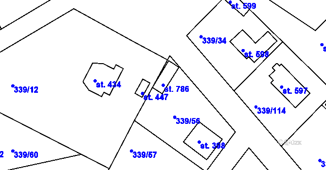 Parcela st. 786 v KÚ Vyžlovka, Katastrální mapa