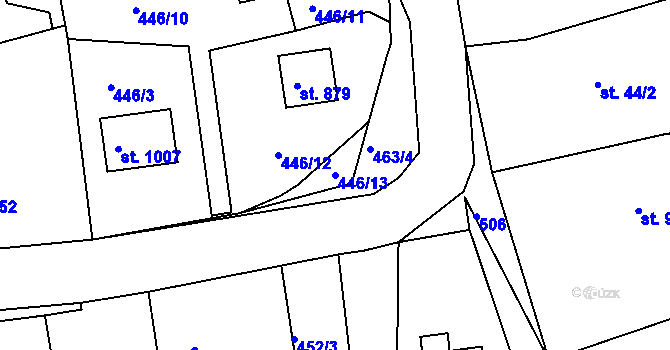 Parcela st. 446/13 v KÚ Vyžlovka, Katastrální mapa