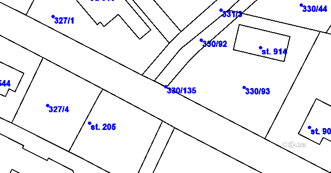 Parcela st. 330/135 v KÚ Vyžlovka, Katastrální mapa