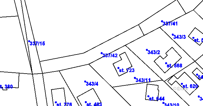 Parcela st. 337/42 v KÚ Vyžlovka, Katastrální mapa