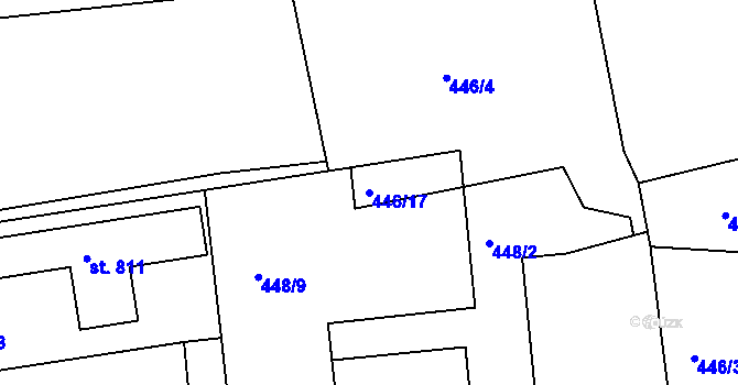 Parcela st. 446/17 v KÚ Vyžlovka, Katastrální mapa