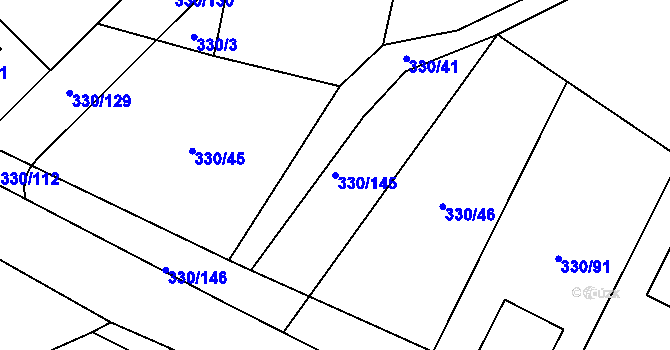 Parcela st. 330/145 v KÚ Vyžlovka, Katastrální mapa