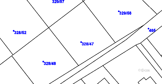 Parcela st. 328/47 v KÚ Vyžlovka, Katastrální mapa