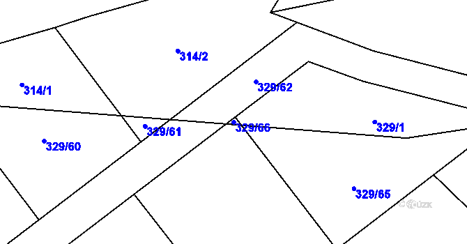 Parcela st. 329/66 v KÚ Vyžlovka, Katastrální mapa