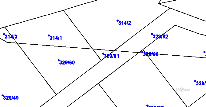 Parcela st. 329/61 v KÚ Vyžlovka, Katastrální mapa