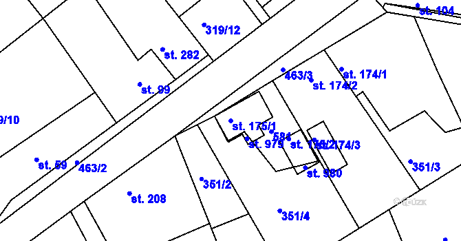 Parcela st. 175/1 v KÚ Vyžlovka, Katastrální mapa