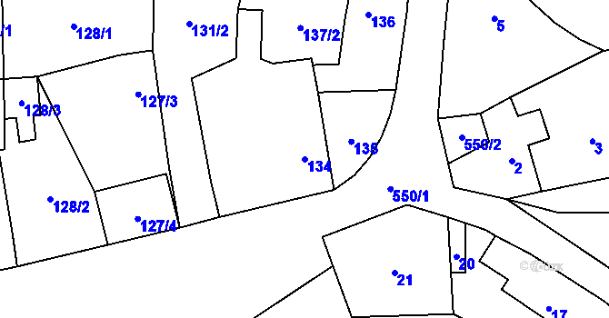 Parcela st. 134 v KÚ Zábeštní Lhota, Katastrální mapa