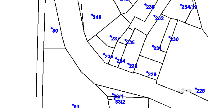 Parcela st. 236 v KÚ Zábeštní Lhota, Katastrální mapa