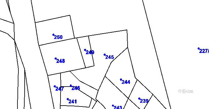 Parcela st. 245 v KÚ Zábeštní Lhota, Katastrální mapa