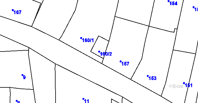 Parcela st. 160/2 v KÚ Zábeštní Lhota, Katastrální mapa