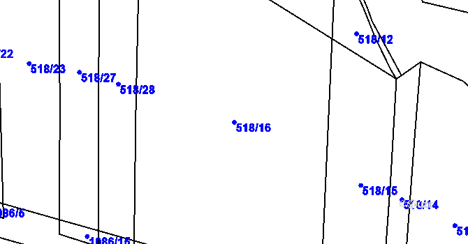 Parcela st. 518/16 v KÚ Záblatí, Katastrální mapa