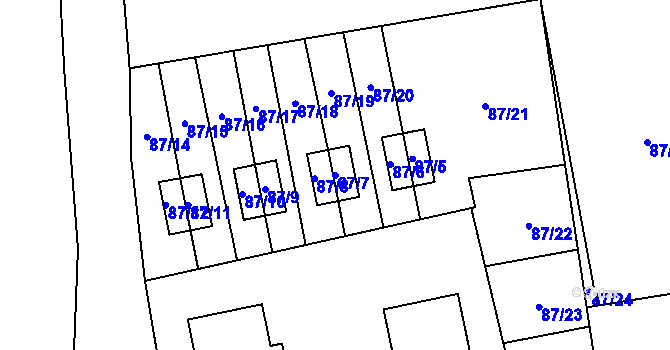 Parcela st. 87/7 v KÚ Záblatí, Katastrální mapa