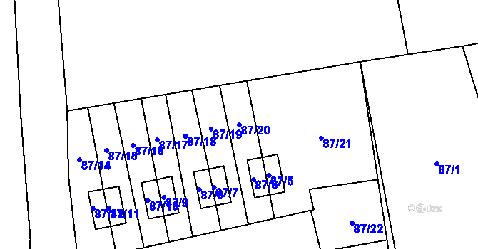 Parcela st. 87/20 v KÚ Záblatí, Katastrální mapa
