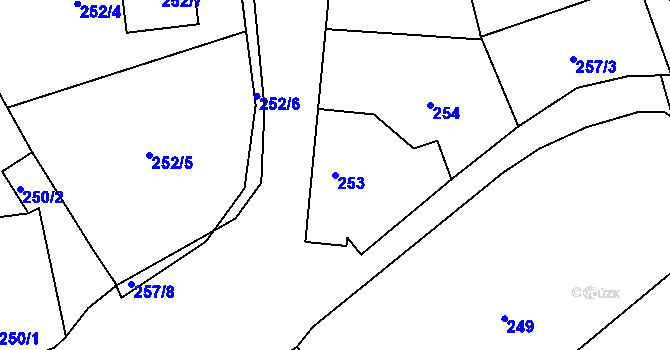 Parcela st. 253 v KÚ Záblatí, Katastrální mapa