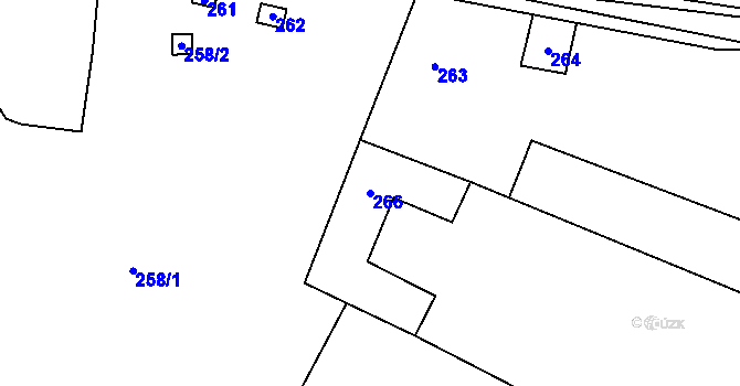 Parcela st. 266 v KÚ Záblatí, Katastrální mapa