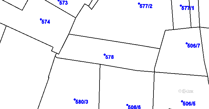 Parcela st. 578 v KÚ Záblatí, Katastrální mapa