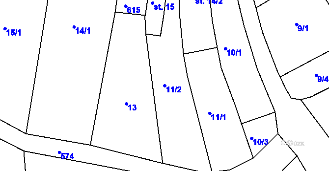 Parcela st. 11/2 v KÚ Horní Záblatí, Katastrální mapa