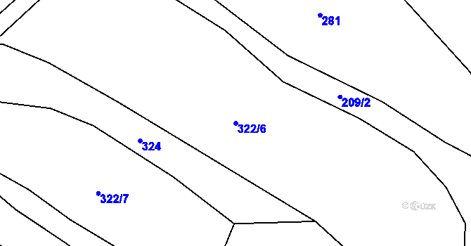 Parcela st. 322/6 v KÚ Horní Záblatí, Katastrální mapa