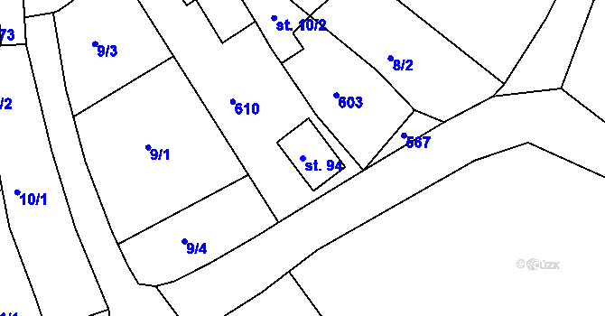 Parcela st. 94 v KÚ Horní Záblatí, Katastrální mapa
