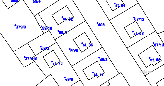 Parcela st. 86 v KÚ Křišťanovice u Záblatí, Katastrální mapa