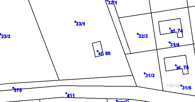 Parcela st. 89 v KÚ Křišťanovice u Záblatí, Katastrální mapa