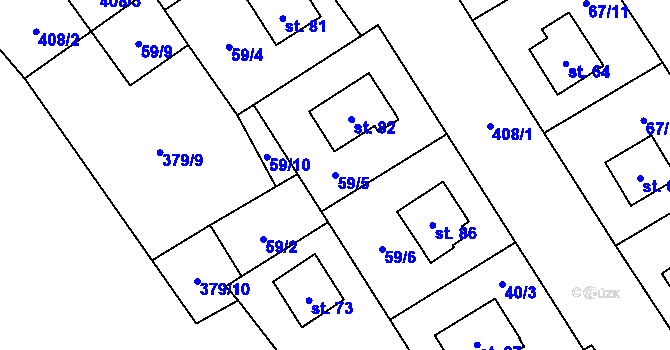 Parcela st. 59/5 v KÚ Křišťanovice u Záblatí, Katastrální mapa
