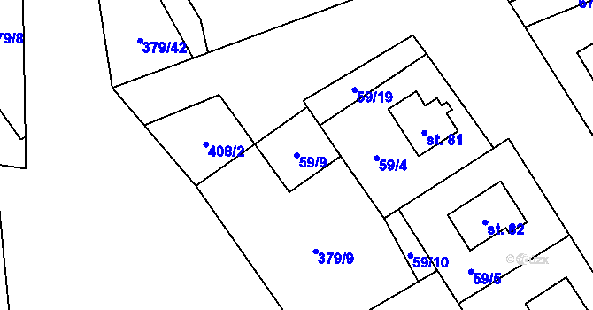 Parcela st. 59/9 v KÚ Křišťanovice u Záblatí, Katastrální mapa