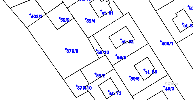 Parcela st. 59/10 v KÚ Křišťanovice u Záblatí, Katastrální mapa