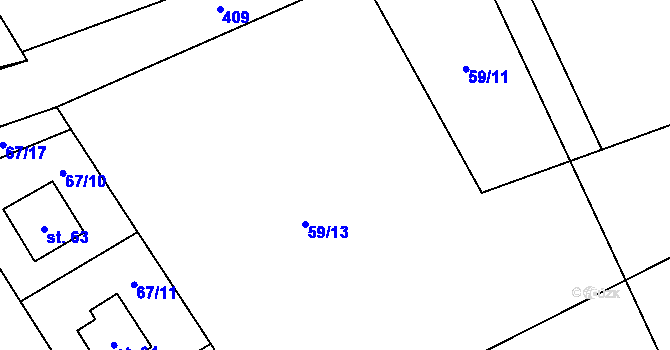 Parcela st. 59/12 v KÚ Křišťanovice u Záblatí, Katastrální mapa