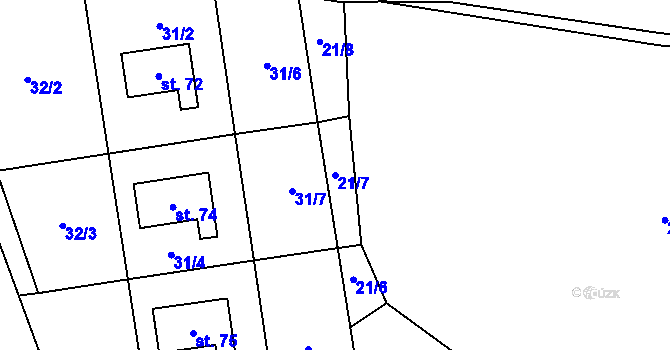 Parcela st. 21/7 v KÚ Křišťanovice u Záblatí, Katastrální mapa