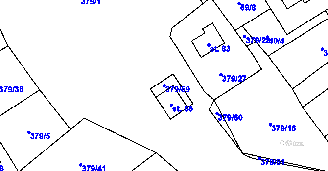 Parcela st. 379/59 v KÚ Křišťanovice u Záblatí, Katastrální mapa